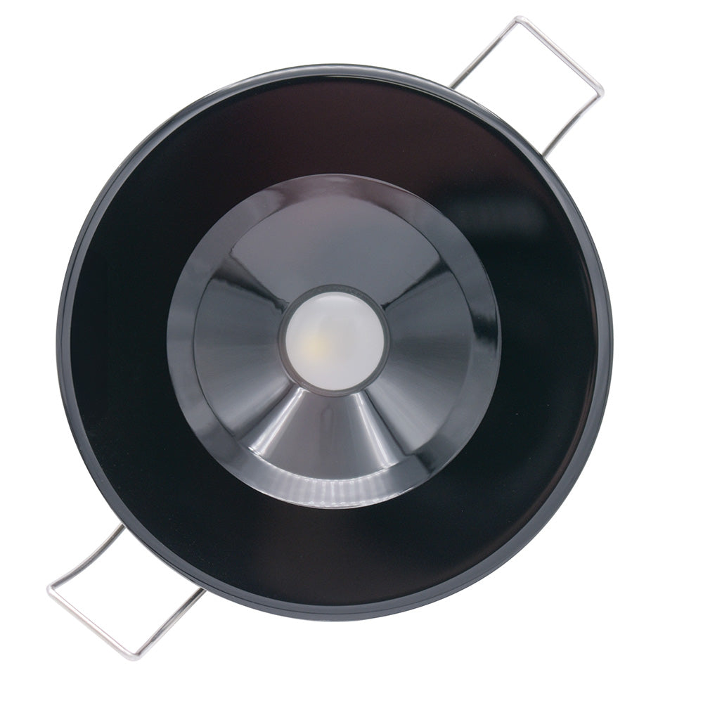 Lumitec Illusion Flush Mount LED Down Light Warm White Dimming Black Housing 117159