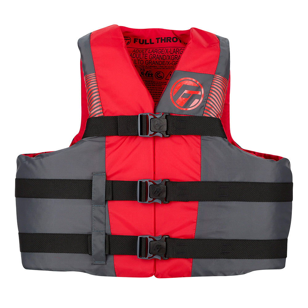 Full Throttle Adult Nylon Life Jacket 4X7X BlackRed 11220010011026