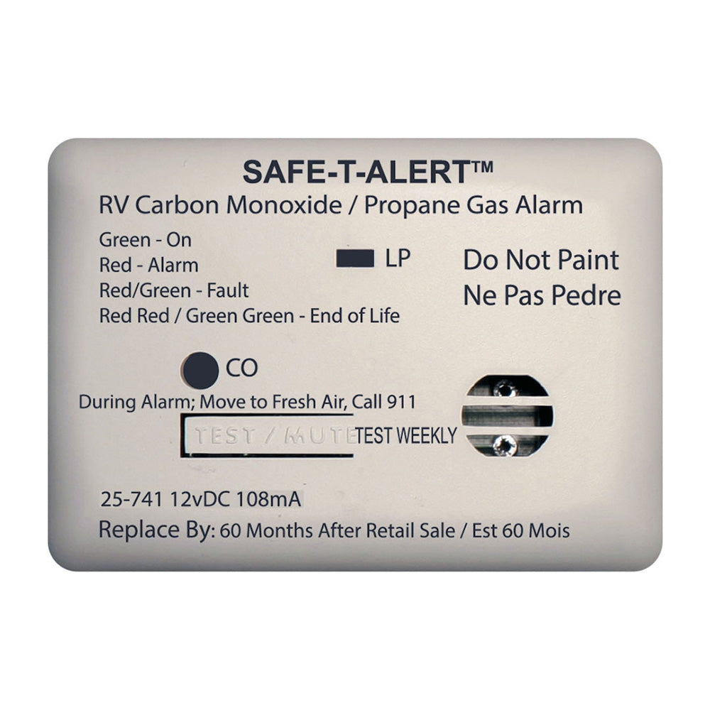 SafeTAlert 25 Series Surface Mount Dual Carbon MonoxidePropane Alarm 12V Hardwire White 25741WT
