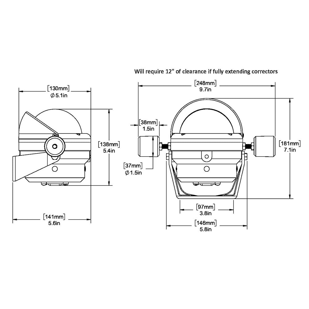 Ritchie HB845 Helmsman Steel Boat Compass Bracket Mount Black HB845