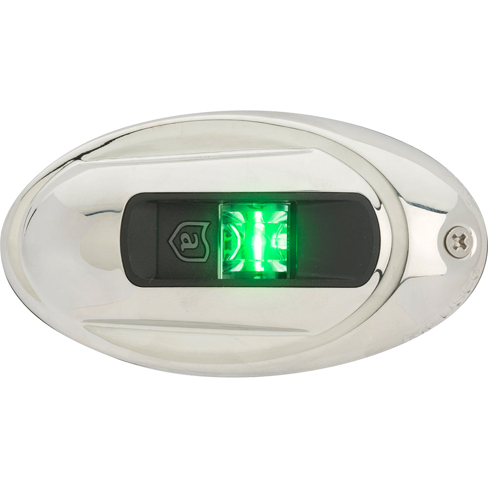 Attwood LightArmor Vertical Surface Mount Navigation Light Oval Starboard green Stainless Steel 2NM NV4012SSG7