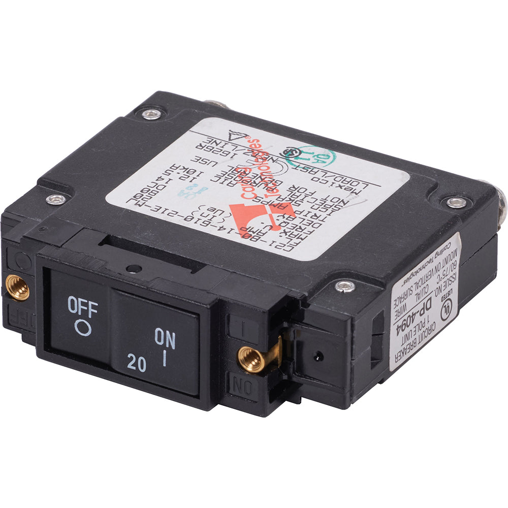 Blue Sea 7443 UL489 Circuit Breaker 20A Flat Rocker 7443