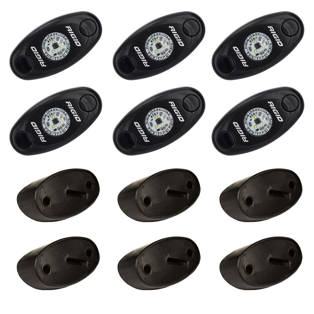 RIGID Industries ASeries Rock Light Kit 6 Amber Lights Black 400293