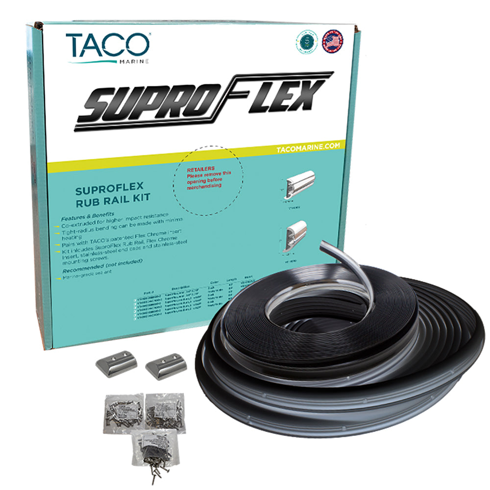 TACO SuproFlex Rub Rail Kit Black wFlex Chrome Insert 2H x 2932W x 80L V119990BBK802