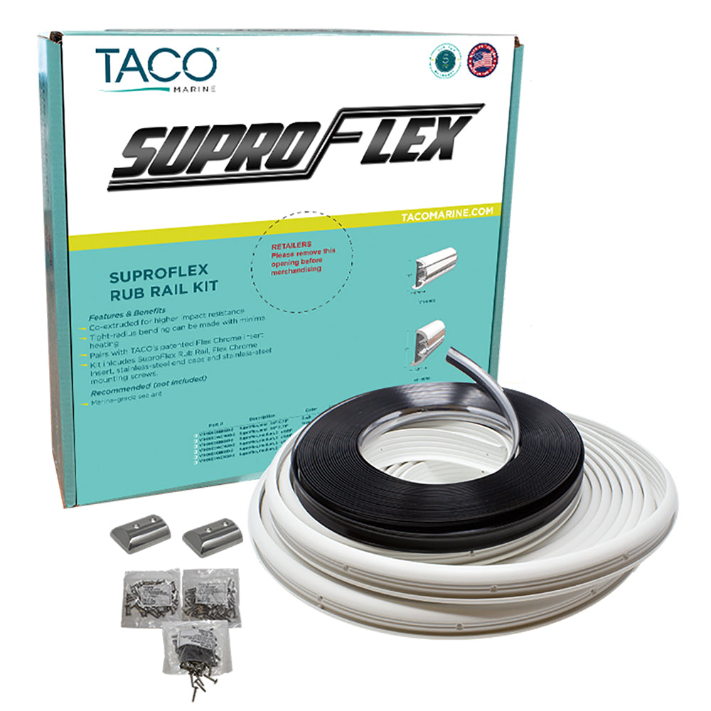 TACO SuproFlex Rub Rail Kit White with Flex Chrome Insert 2H x 2932W x 60L V119990WCM602