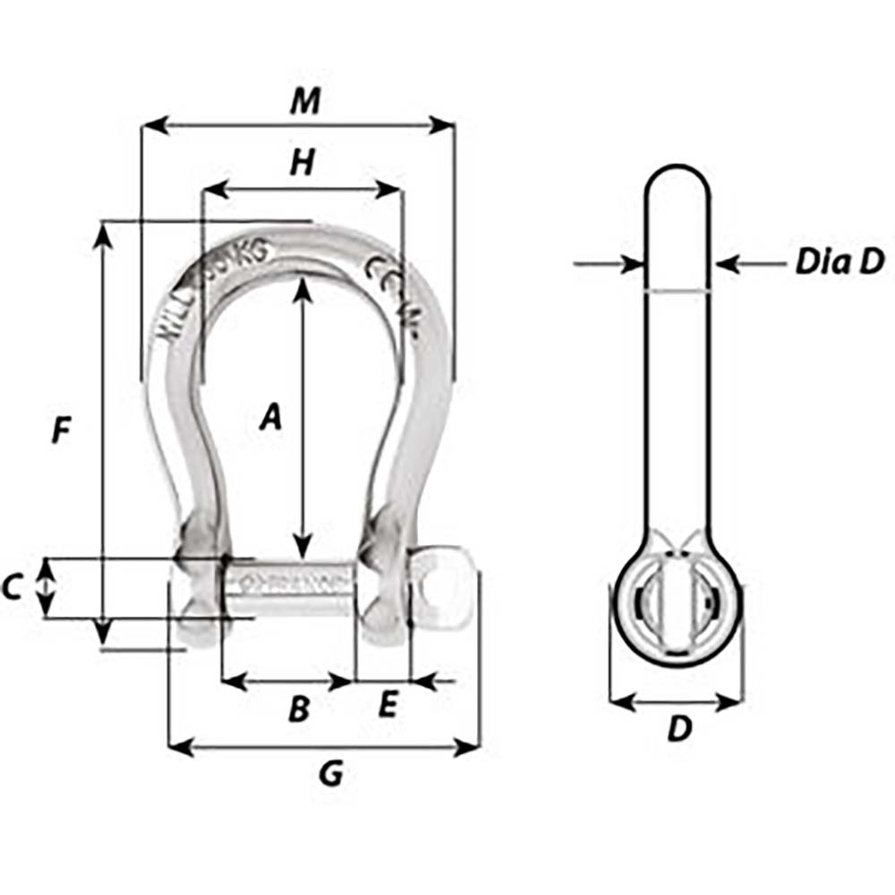 Wichard SelfLocking Bow Shackle Diameter 12mm 1532 1246W