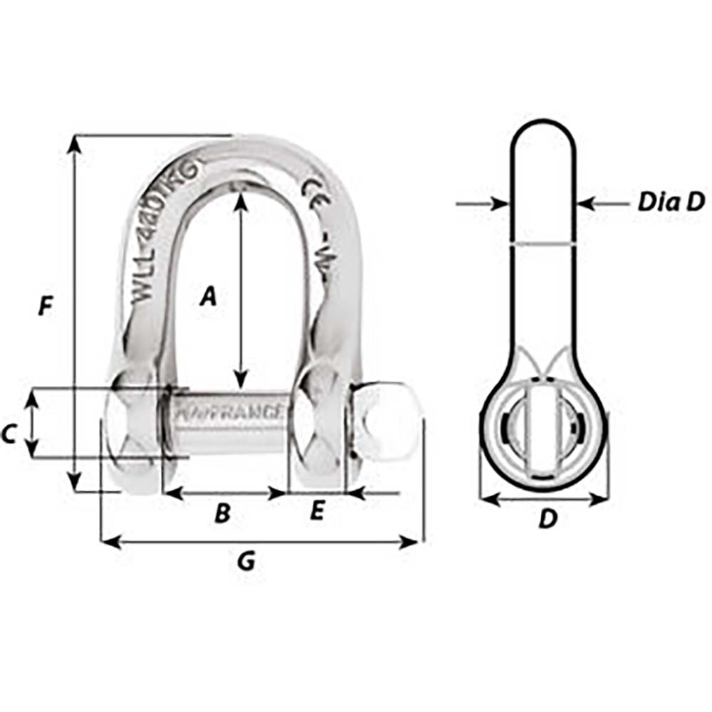 Wichard Captive Pin D Shackle Diameter 4mm 532 1401W