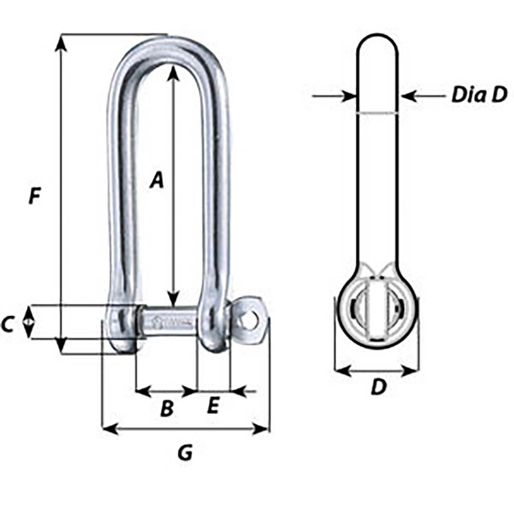Wichard Captive Pin Long D Shackle Diameter 4mm 532 1411W