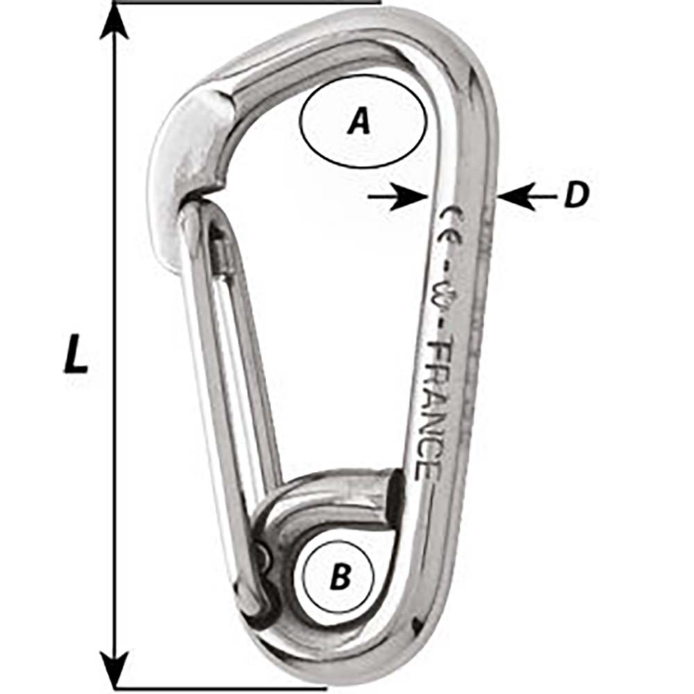 Wichard Asymmetric Carbine Hook Length 80mm 516 2325W