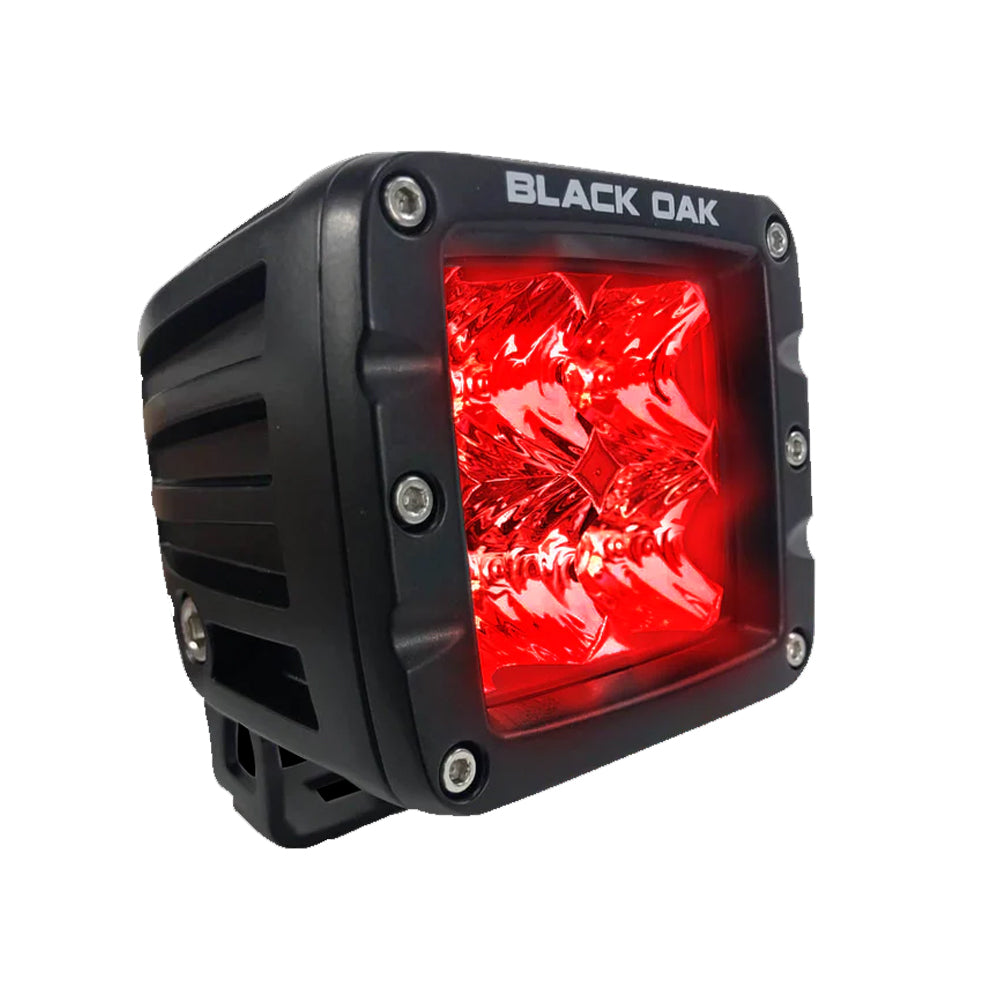 Black Oak 2 Red LED Predator Hunting Pod Light Flood Optics Black Housing Pro Series 30 2RPOD3OS
