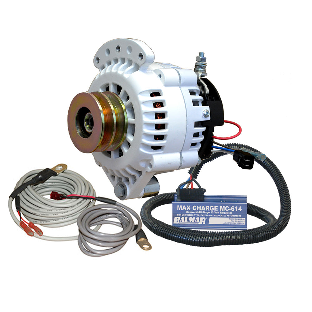Balmar Alternator 100 AMP Kit 12V 12 Single Foot Spindle Mount Dual Vee Pulley Regulator Temp Sensor 621VUPMC100DV