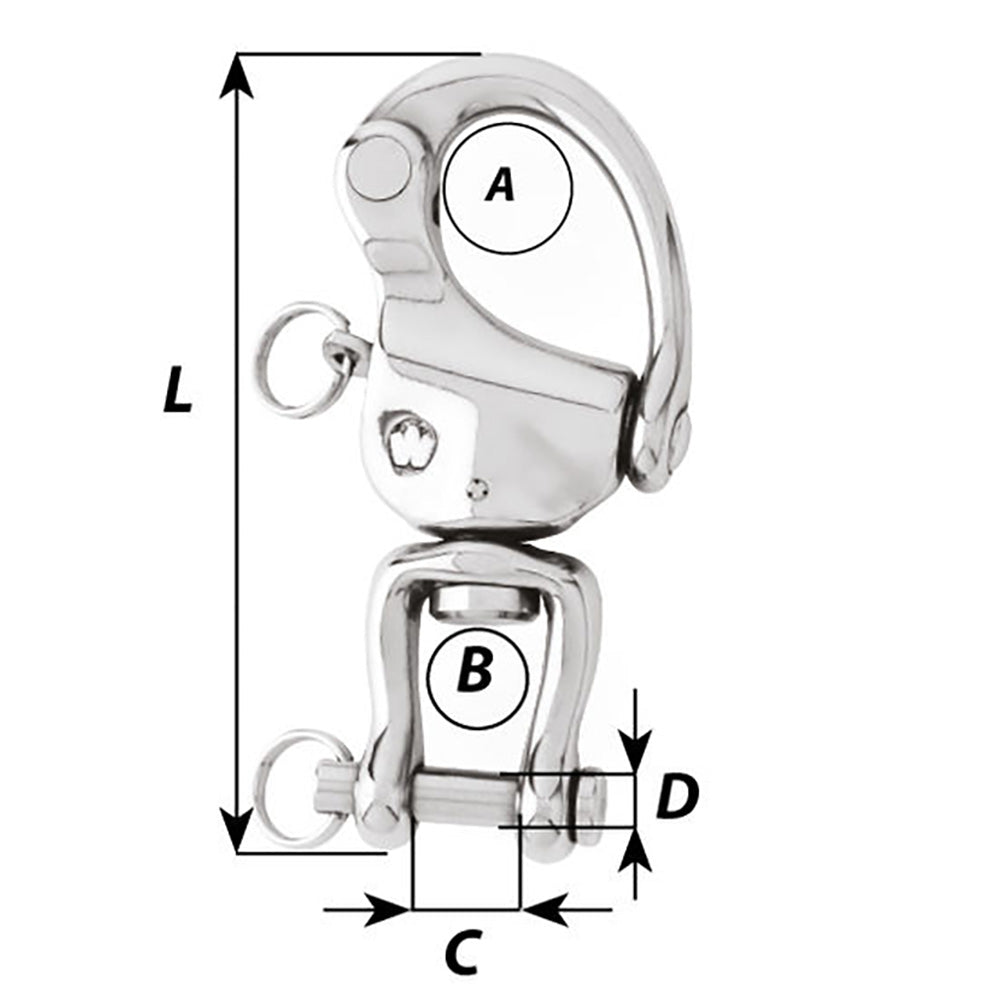 Wichard HR Snap Shackle With Clevis Pin Swivel 120mm Length 42332 2478W
