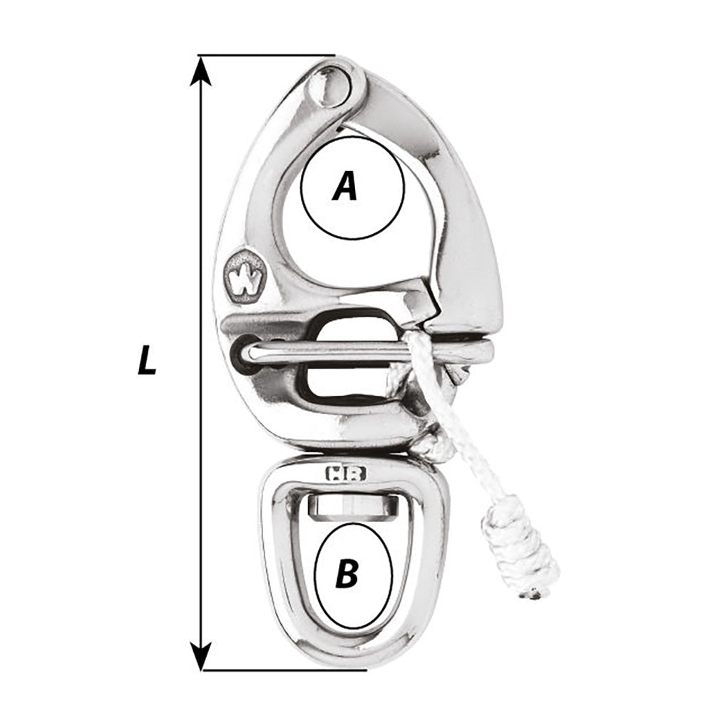Wichard HR Quick Release Snap Shackle With Swivel Eye 90mm Length 33564 2675W
