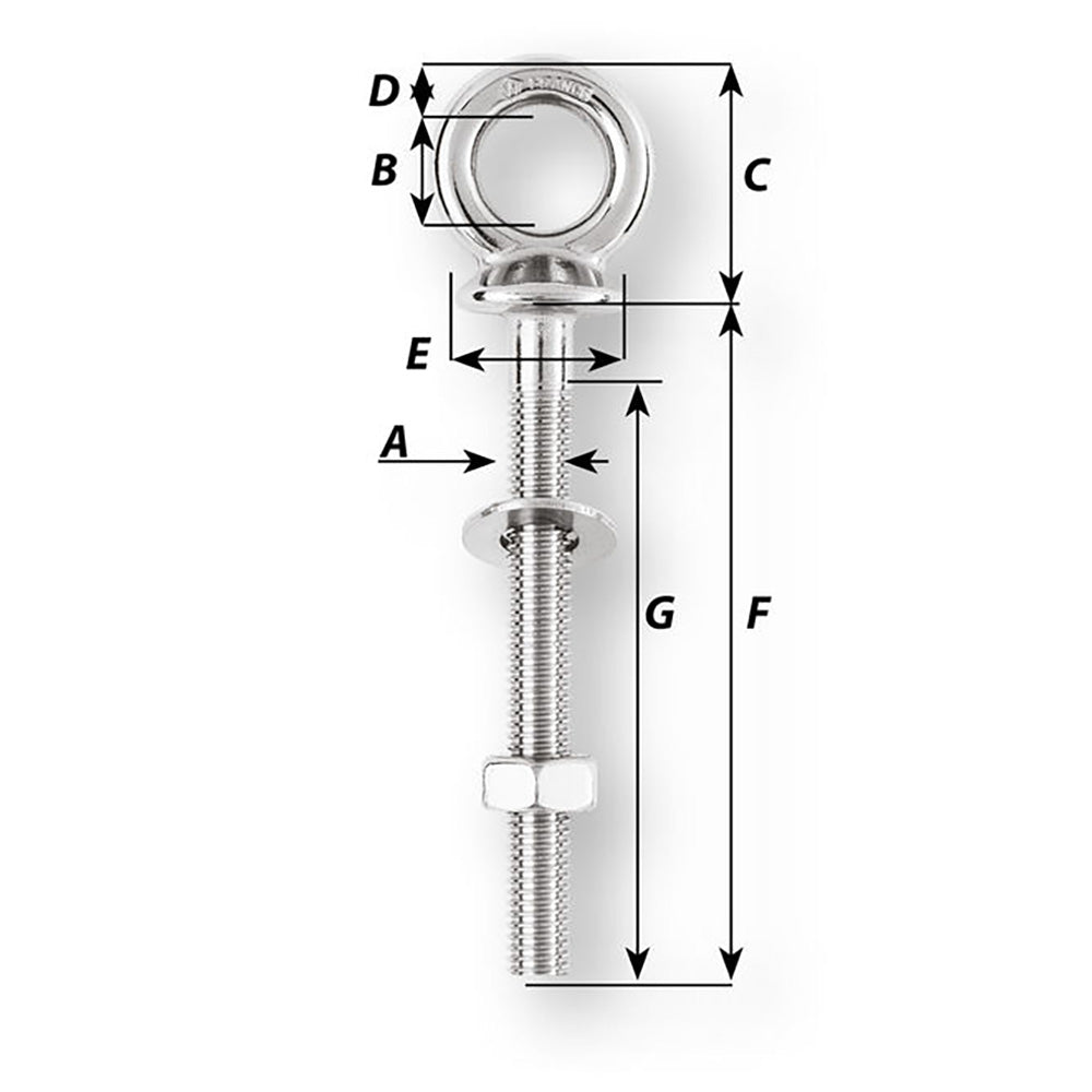Wichard Eye Bolt M10 x 150mm Length 100mm 6495W