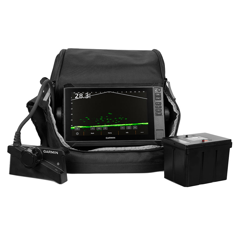 Garmin ECHOMAP UHD2 93SV LiveScope Plus Ice Fishing Bundle LI wECHOMAP UHD2 93sv LiveScope Plus System Lithiumion