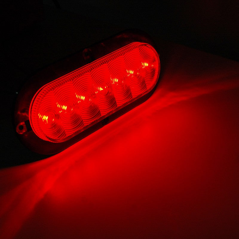 LED Oval Tail Light With Red Reflector Trim Ring : DL-T6SR1-1PK