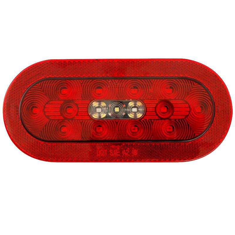 Dream Lighting LED Oval Tail Light With Backup Function And Red Reflector Trim Ring : DL-T6SR2-BU-1PK