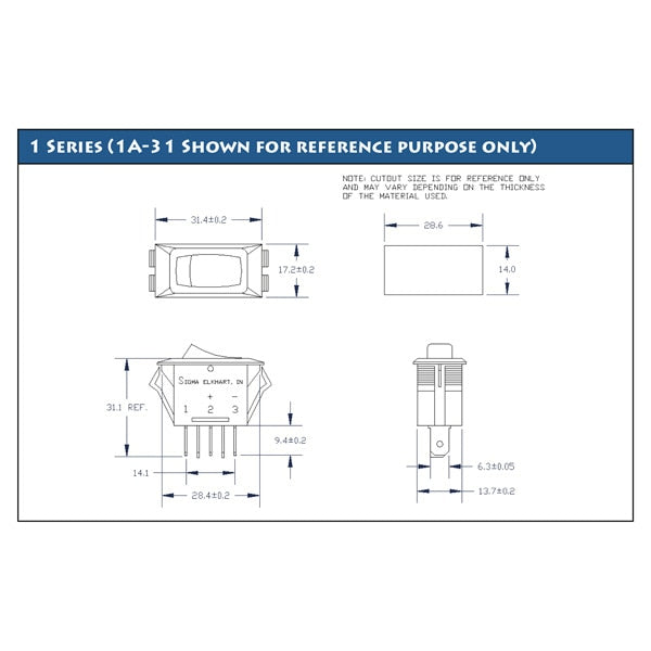 Sigma Switches Rocker Switch with Red Light, White : EP-1A10R-WHT