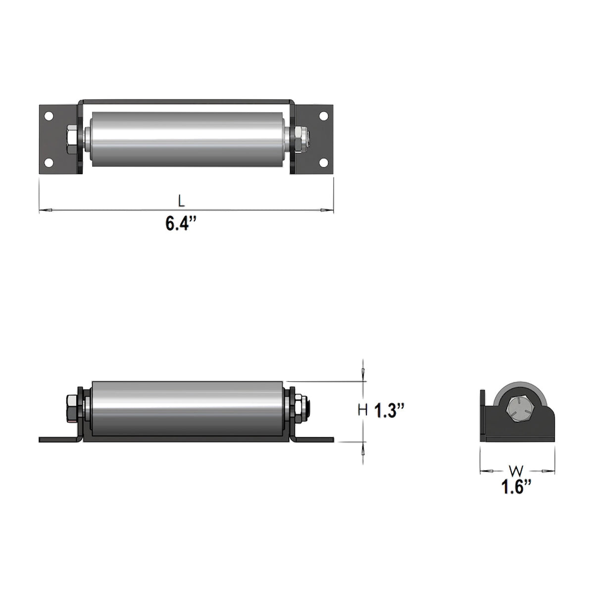 SOR-SM-399-2006 6.4" Slide Out Roller with Guard, Surface Mount : SOR-SM-399-2006