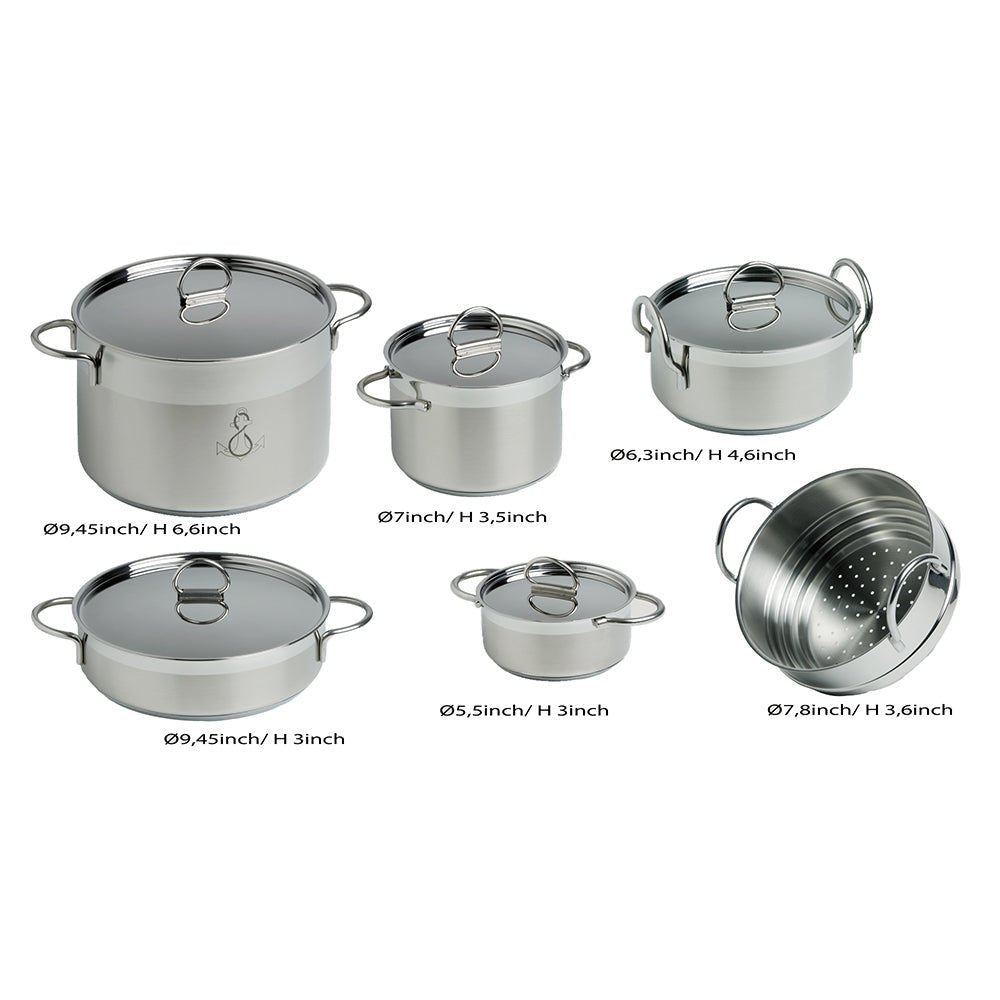Marine Business Kitchen Cookware Pan Set SelfContaining Stainless Steel Set of 8 20001