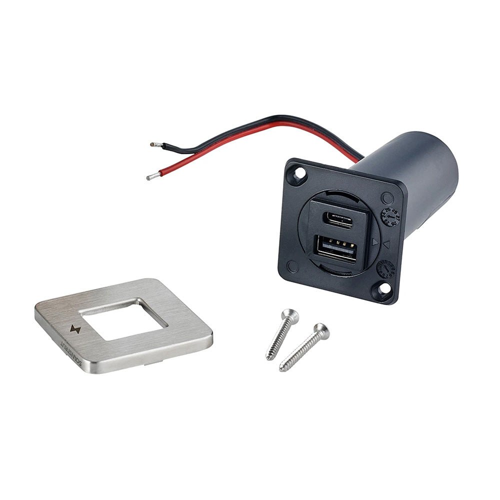 Scanstrut TILE USBAUSBC Interior Charging Socket 1224V Stainless Steel Bezel SCTILE11