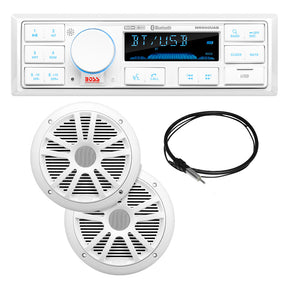 Boss Audio MCK500WB6 Kit wMR500UAB 2 MR6W Speakers MRANT10 Antenna  White Remote MCK500WB6