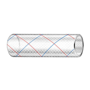Trident Marine 12 x 50 Clear Reinforced PVC Hose Tubing Red  Blue Tracer 1620126