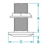 GROCO 3 Bronze ThruHull Fitting wNut TH3000W