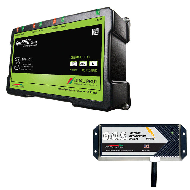 Dual Pro RS3 3 Bank Battery Charger w2 Bank BOS RS3BOS12V2