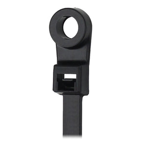 Pacer 15 Cable Tie wMounting Ring  Black  50lb Tensile Strength  4 Bundle Diameter  100 Piece Bag CTMR4S100BK
