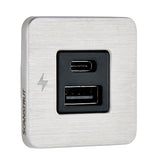 Scanstrut TILE USBAUSBC Interior Charging Socket  1224V  Stainless Steel Bezel SCTILE11