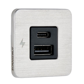Scanstrut TILE USBAUSBC Interior Charging Socket  1224V  Stainless Steel Bezel SCTILE11