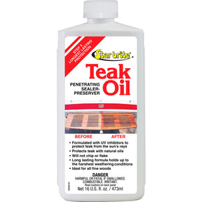 Star brite Teak Oil  Long Lasting Penetrating Sealer  Preserver wUV Inhibitors  16 oz 81616