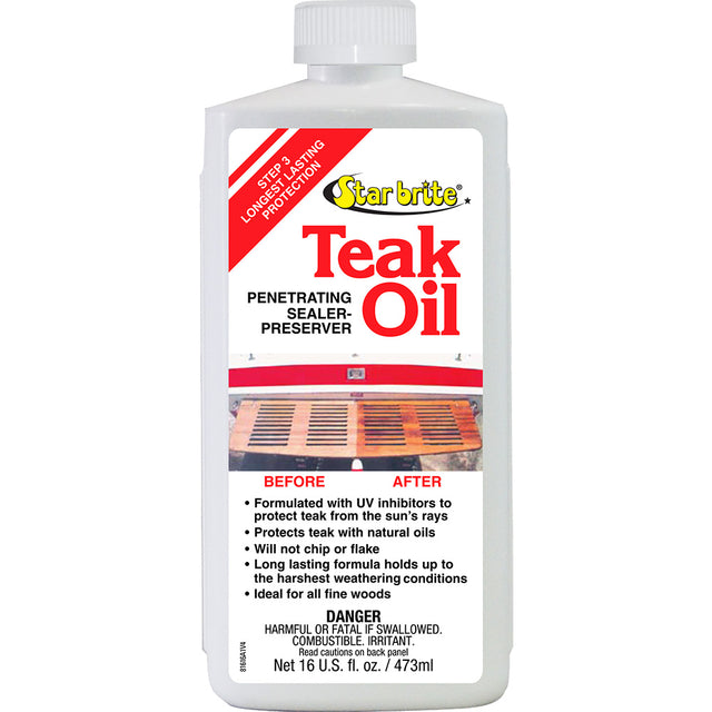Star brite Teak Oil  Long Lasting Penetrating Sealer  Preserver wUV Inhibitors  16 oz 81616