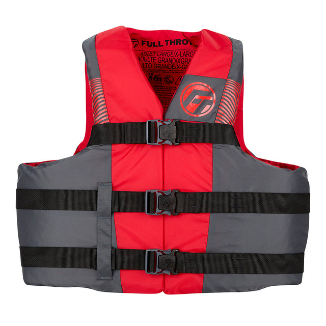 Full Throttle Adult Nylon Life Jacket  2X4X  BlackRed 11220010008026