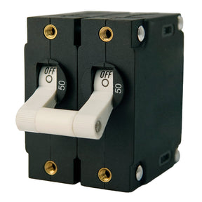 Egis A Series White Toggle Panel Mount Circuit Breaker  Dual Pole 50A 320250