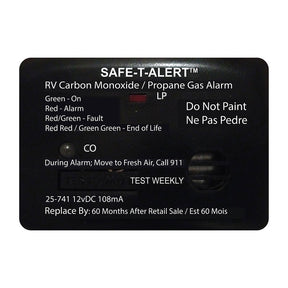 SafeTAlert 25 Series Surface Mount Dual Carbon MonoxidePropane Alarm  12V Hardwire  Black 25741BL