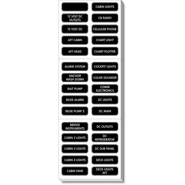 Blue Sea 8039 DC Panel Extended 120 Label Set 8039