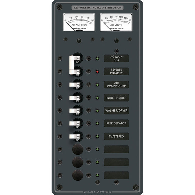Blue Sea 8074 AC Main 8 Positions Toggle Circuit Breaker Panel  White Switches 8074