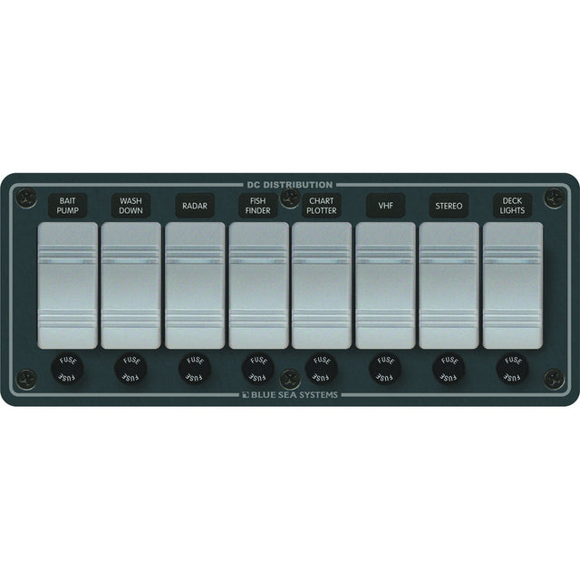 Blue Sea 8261 Waterproof Panel 8 Position  Slate Grey 8261