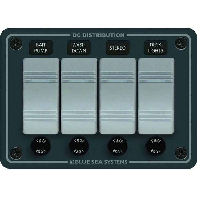 Blue Sea 8262 Waterproof Panel 4 Position  Slate Grey 8262