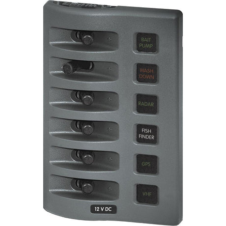 Blue Sea 4306 WeatherDeck Water Resistant Fuse Panel  6 Position  Grey 4306