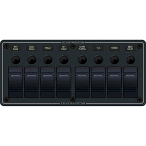 Blue Sea 8371 Water Resistant Panel  8 Position  Black  Horizontal Mount 8371