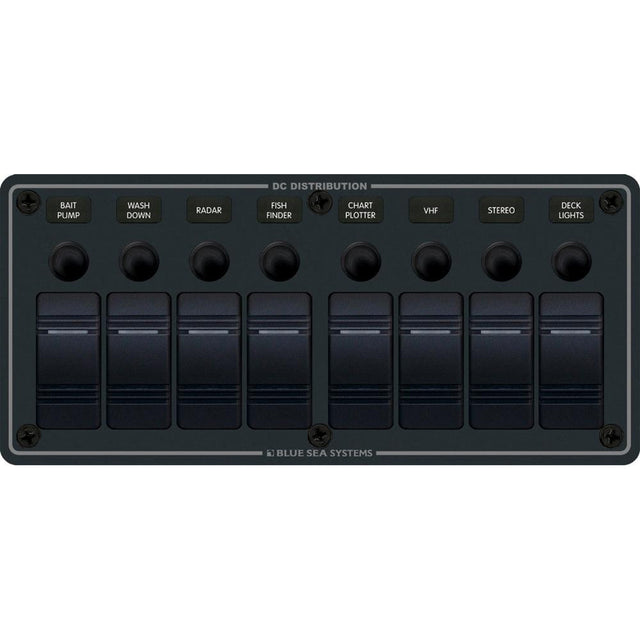 Blue Sea 8371 Water Resistant Panel  8 Position  Black  Horizontal Mount 8371