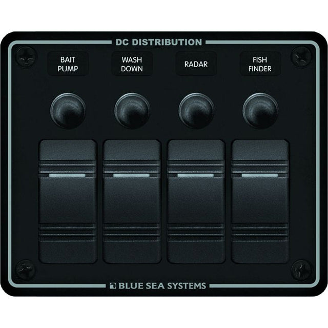 Blue Sea 8372 Water Resistant 4 Position  Black  Horizontal Mount Panel 8372