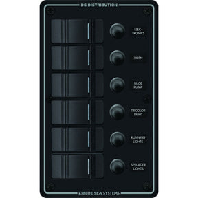 Blue Sea 8373 Water Resistant 6 Position  Black  Vertical Mount Panel 8373