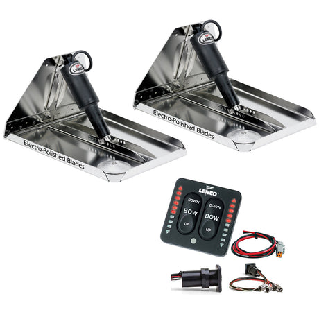 Lenco 16 x 12 Heavy Duty Performance Trim Tab Kit wLED Indicator Switch Kit 12V RT16X12HDI