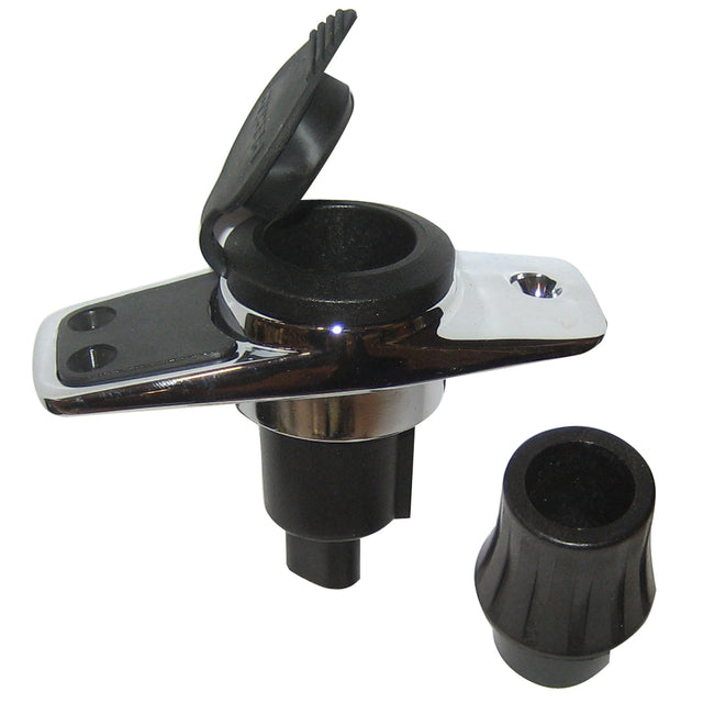 Perko Locking Collar Pole Light Mounting Base  2 Pin  Chrome Plated wBlack Cover 1060PB0DP