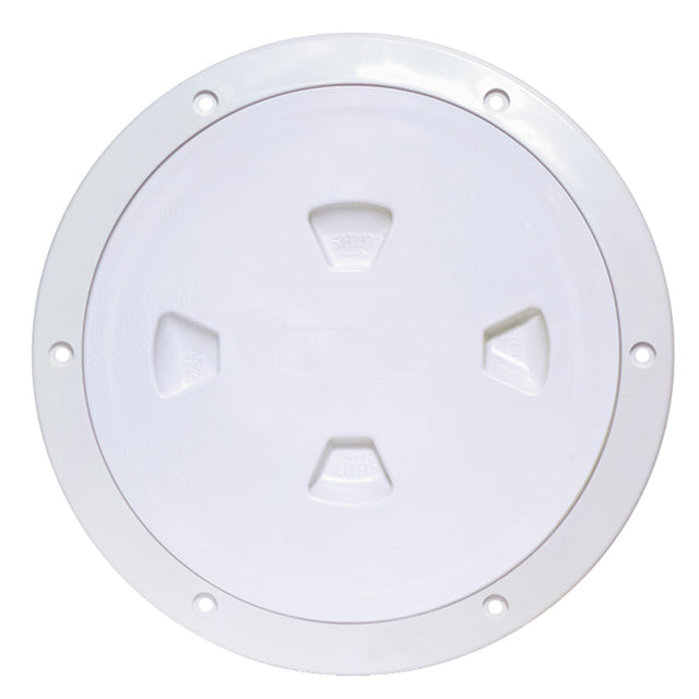Beckson 8 Smooth Center ScrewOut Deck Plate  White DP80W