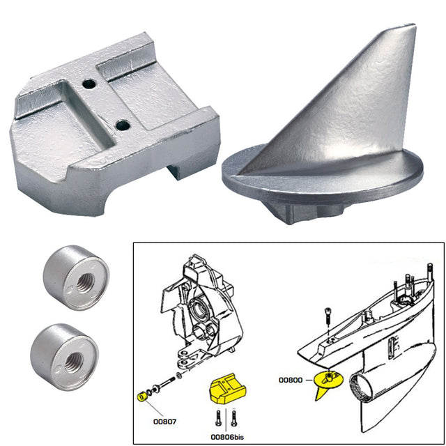 Tecnoseal Anode Kit wHardware  Mercury Alpha 1 Gen 1  Zinc 20800